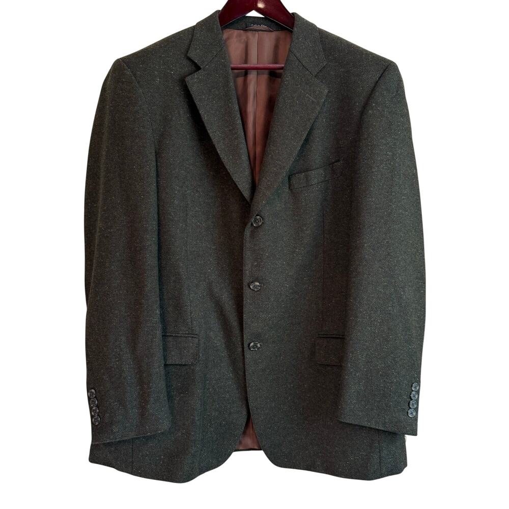 Ibiza Mambo Wool Cashmere Blend Blazer Charcoal Brown 44L EUC Italian Fabric
